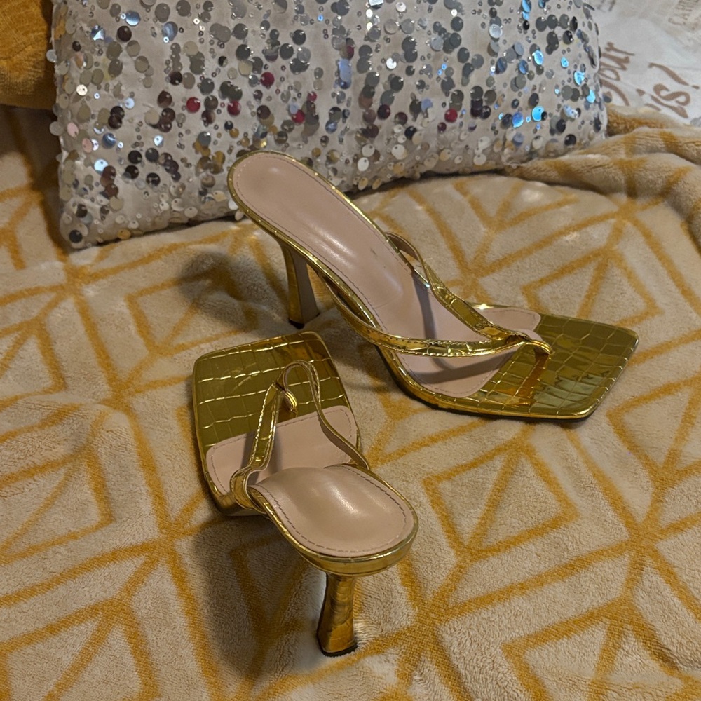 Gold High Heel Sandals